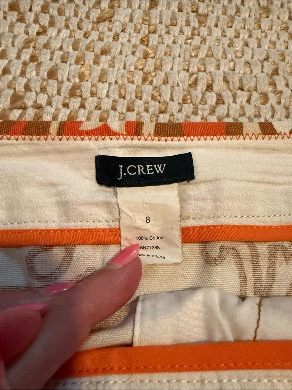 J. Crew Abstract Paisley Mini Skirt in Orange and Navy